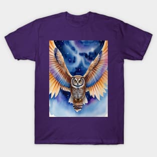 Watercolour Owl Art T-Shirt